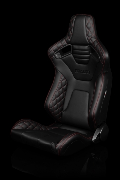 Braum Racing Elite-X Series Sport Seats - BLACK DIAMOND (RED STITCHING)