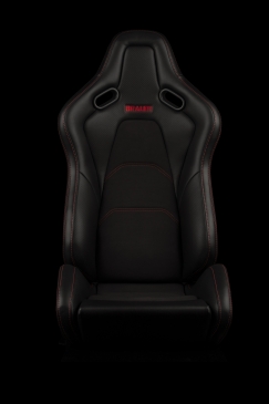 BRAUM FALCON-S SERIES RECLINABLE COMPOSITE SEATS - BLACK ALCANTARA (RED STITCHING)