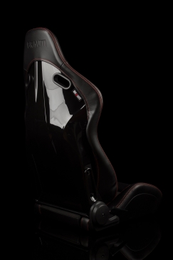 BRAUM FALCON-S SERIES RECLINABLE COMPOSITE SEATS - BLACK ALCANTARA (RED STITCHING)