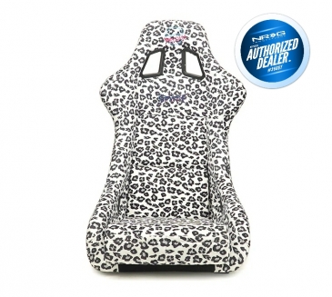 NRG BLACK/WHITE LEOPARD SAVAGE SEAT (LARGE)