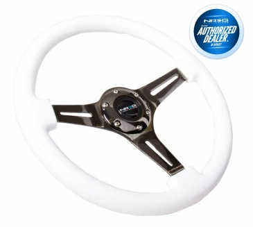 NRG WHITE 350MM 1.5" DEEP DISH WOOD GRAIN STEERING WHEEL