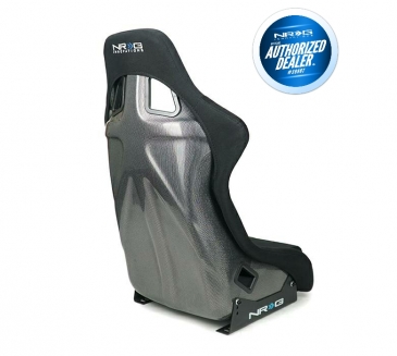 NRG BLACK CARBON FIBER SEAT W/ SILVER CARBON FIBER BACK FINISH (LARGE)