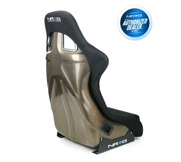 NRG BLACK CARBON FIBER SEAT W/ GOLD CARBON FIBER BACK FINISH (LARGE)