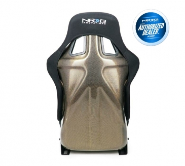 NRG BLACK CARBON FIBER SEAT W/ GOLD CARBON FIBER BACK FINISH (LARGE)